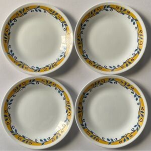 Corelle Casa Flora bread plates set of 4 Yellow Blue Leaves 6.75” Salad Desert